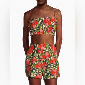 Trovata Birds of Paradis Brigette Floral Linen Bandeau Top, size S nwt
